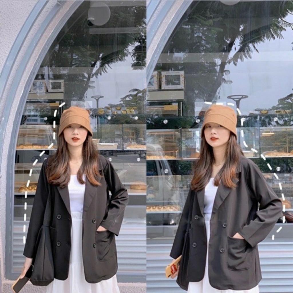 Áo Blazer màu đen, áo vest tay dài trơn cho nữ, blazer nữ dáng suông rộng chất vải cao cấp kiểu hàn quốc, vest ulzzang