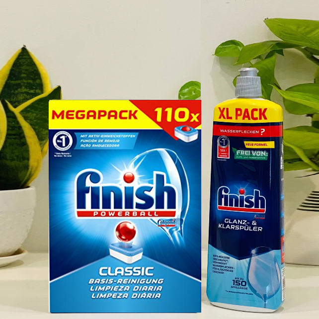 Combo Viên rửa bát Finish 110 viên+Nước làm bóng finish 800ml dùng cho máy rửa bát