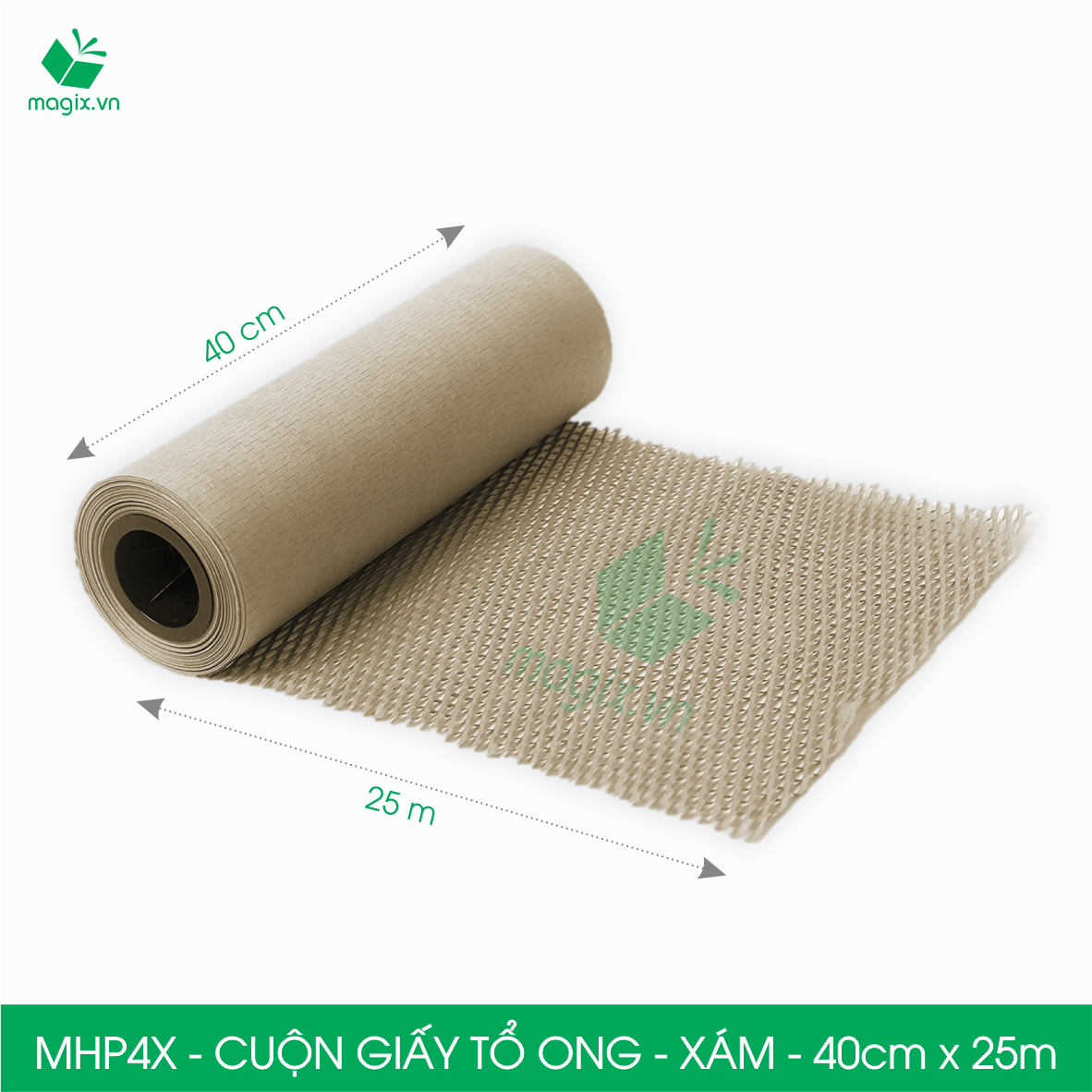 MXK4X - 0.4x25m - CUỘN GIẤY TỔ ONG MÀU XÁM CHỐNG SỐC THAY THẾ BÓNG KHÍ XỐP HƠI ĐÓNG HÀNG