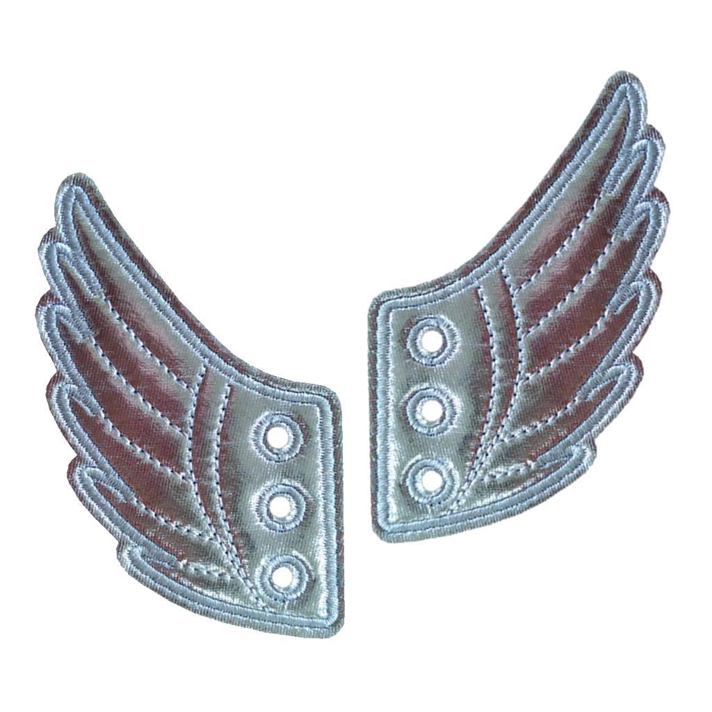 20x2Pcs Fashion Punk Angel Wings Shoes Sneaker Accessories Decorations Silver