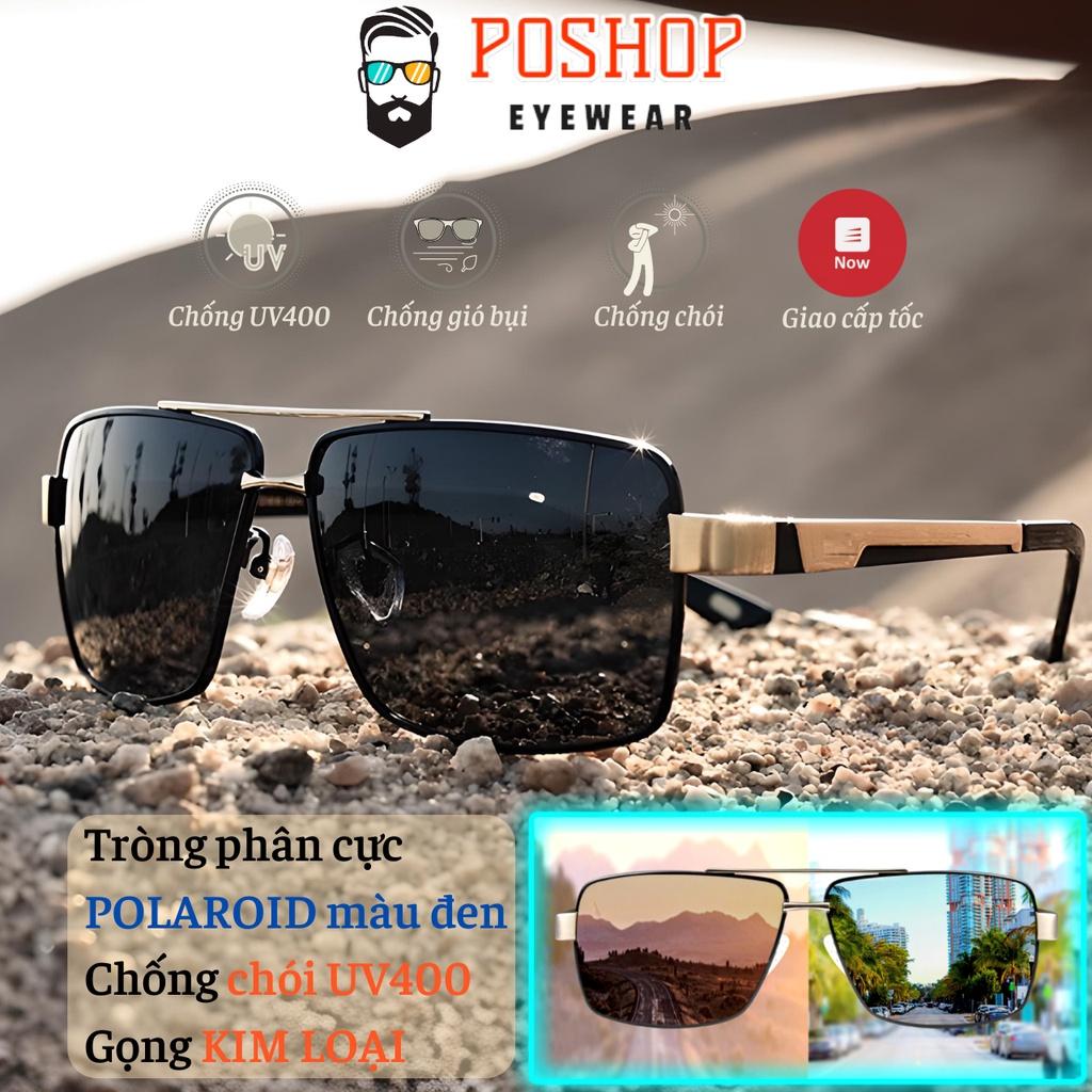 Mắt kính mát nam POSHOP phân cực polaroid chống tia cực tím uv400 thiết kế mắt vuông dễ đeo màu sắc thời trang P8712