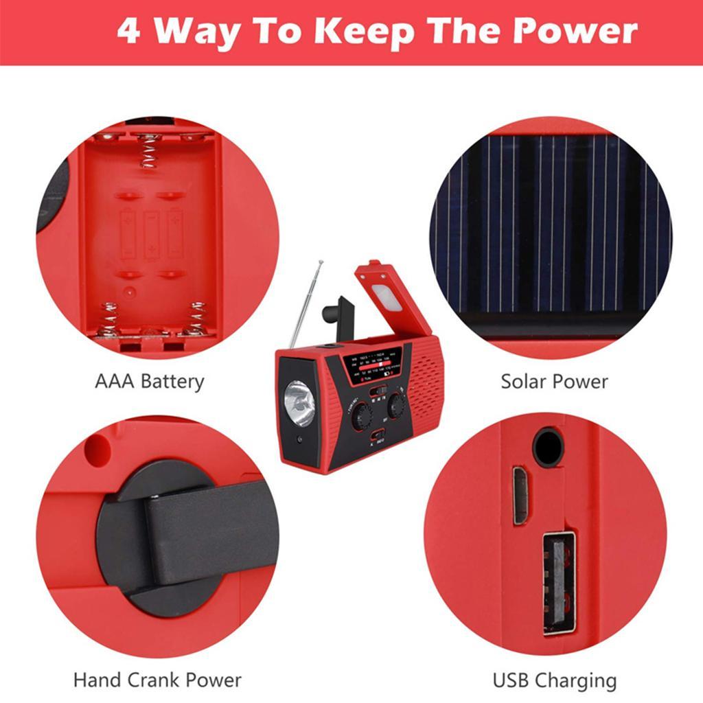 Multi-functional Solar Hand Crank  Weather Radio Flashlight Green