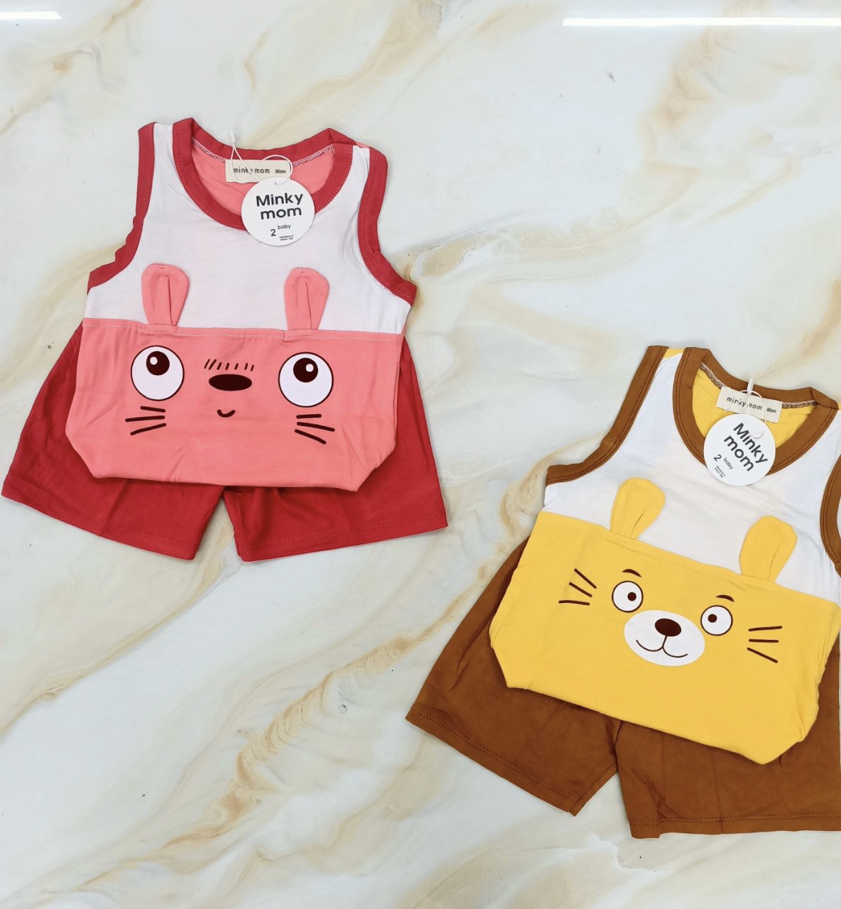 Bộ ba lỗ THUN LẠNH MINKY MOM In Hình Toàn Thân Dễ Thương Cho Bé từ 6kg - 16kg