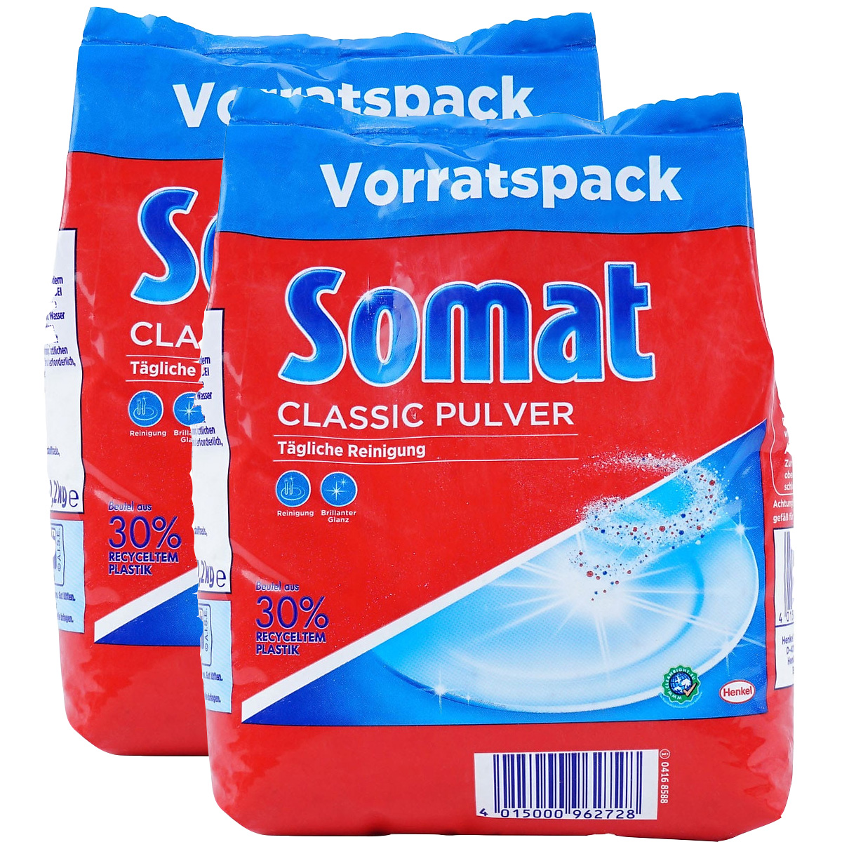 Bộ 2 gói bột rửa ly bát hiệu Somat Classic Pulver - Chính hãng Đức 1.2kg