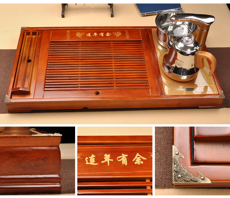 Bàn trà điện giá rẻ - Bàn màu vàng, bộ bếp điện tự động đầy đủ ấm chén bảo hành đổi mới 12 tháng