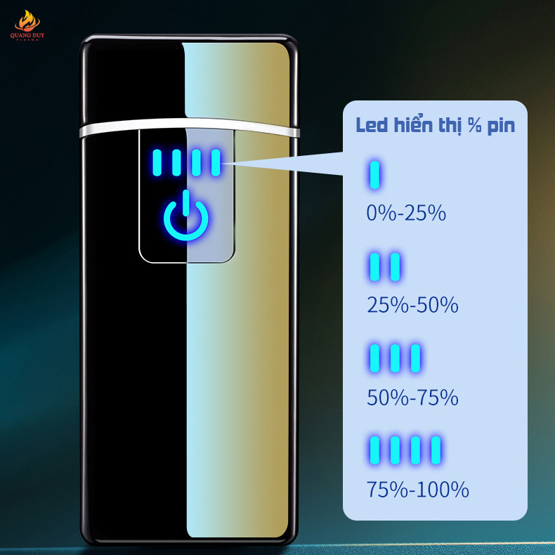 Hộp quẹt độc lạ sạc usb type-c, bật lửa điện cảm ứng plasma 4 tia chống gió