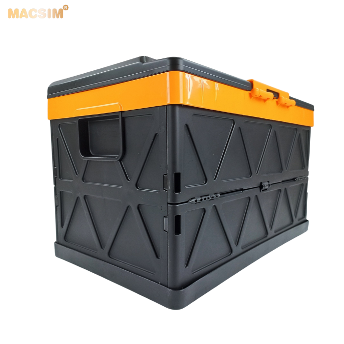Hộp đựng đồ 48l màu đen pha cam xếp gọn kích thước 50cm x 32cm x 31cm - hộp đựng đồ trong cốp ô tô nhãn hiệu Macsim chất liệu PP cao cấp