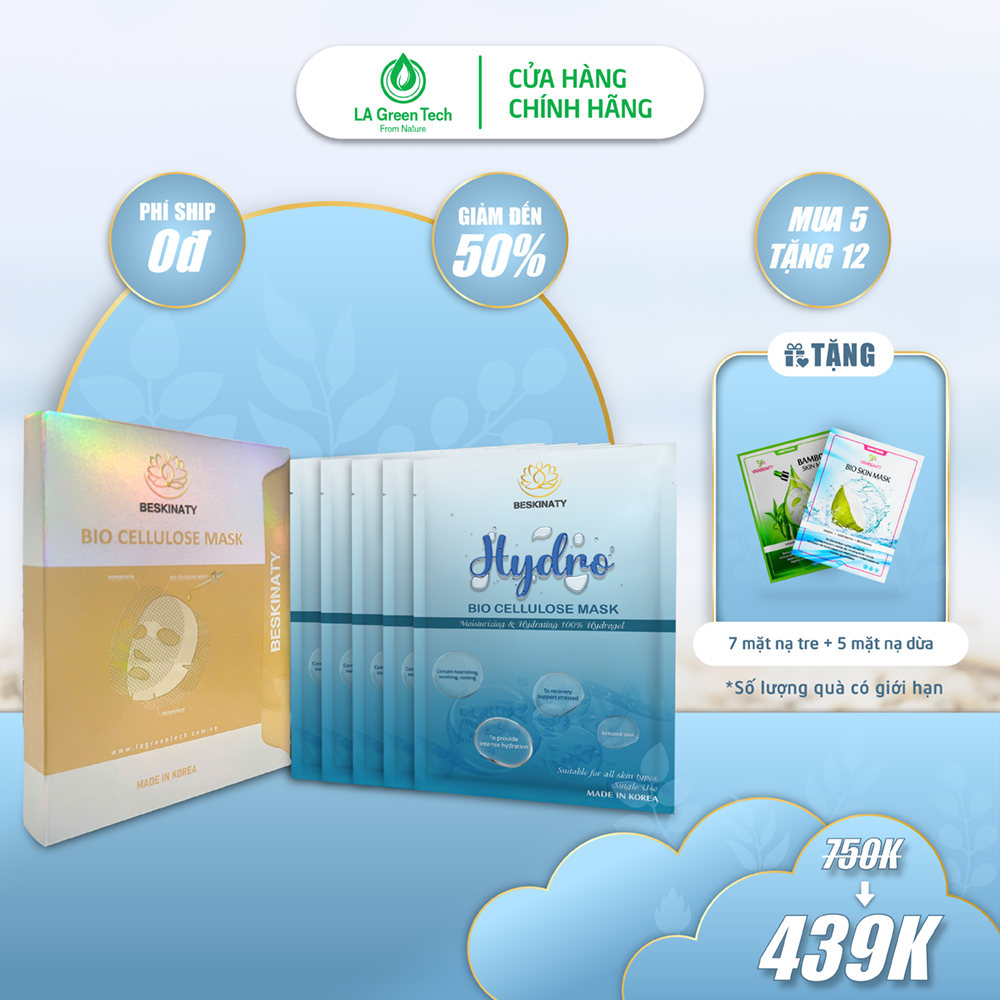 [MUA 5 TẶNG 12] COMBO 5 MẶT NẠ HYDRO BIO MASK BESKINATY CẤP ẨM CHUYÊN SÂU CHO DA