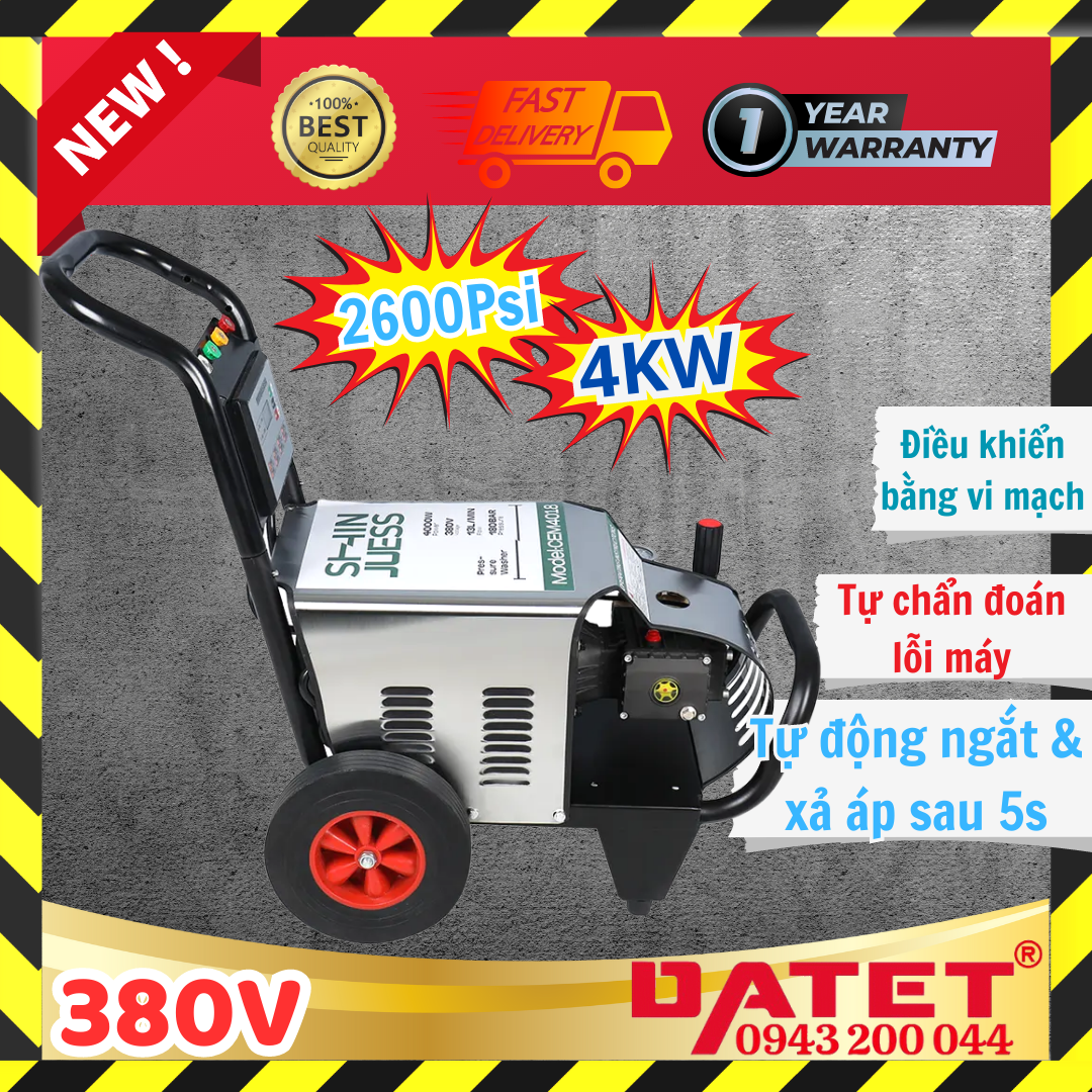 Máy rửa xe áp cao 4Kw, máy xịt rửa cao áp 2600Psi điện 3 pha 380V 18M25-4T4