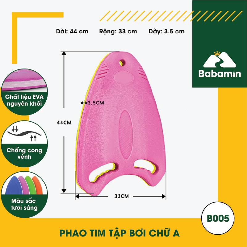 Phao Tim Tập Bơi Chữ A Trẻ Em, Người Lớn – Babamin - Mút EVA Chống Cong Vênh – B005