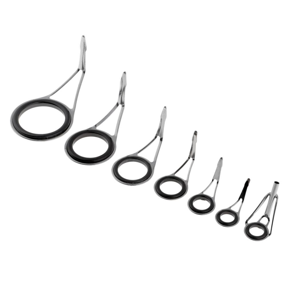 7pcs Fishing Rod Guides Eye Ring DIY Rod Repair Kit