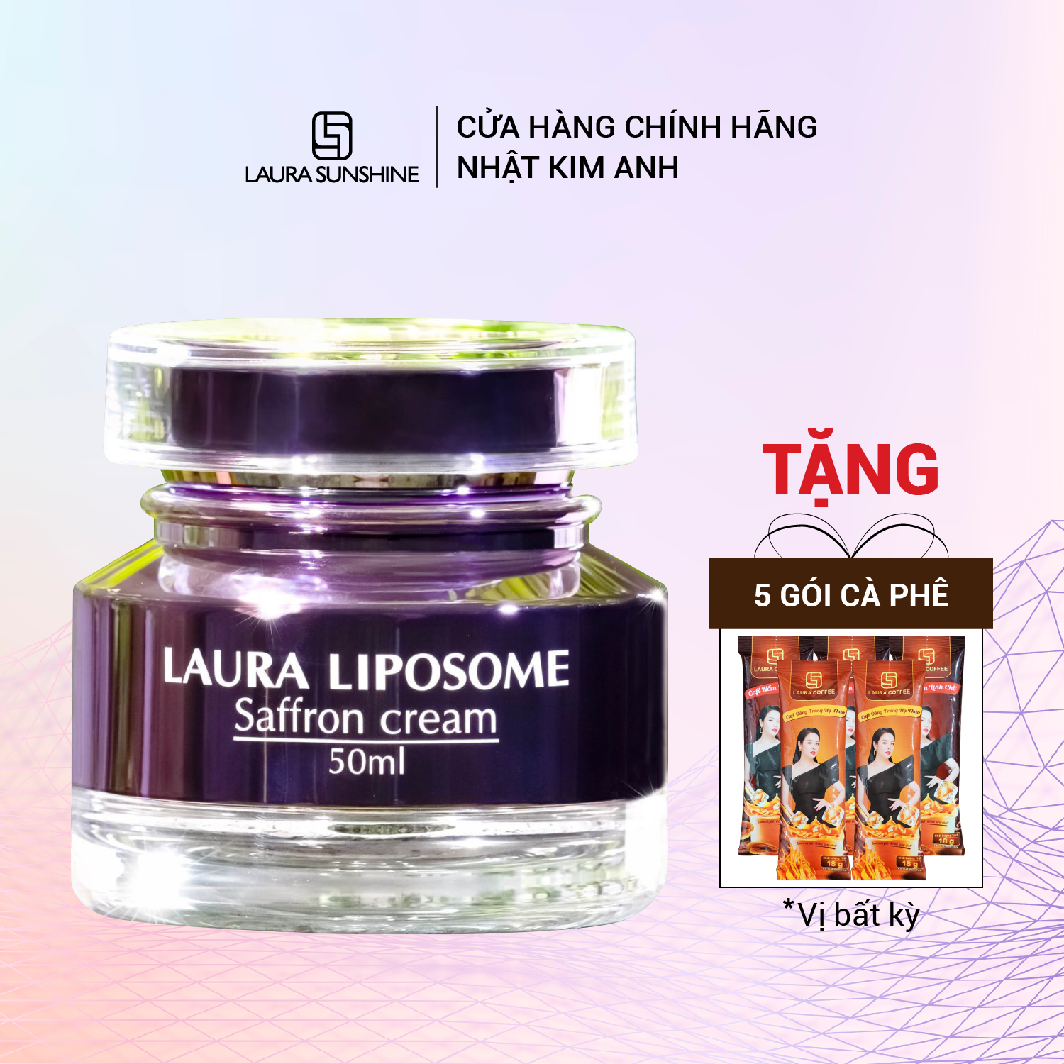 [TẶNG 5 GÓI CF] Kem dưỡng trắng da nhụy hoa nghệ tây Laura Sunshine Liposome Saffron Cream 50ml