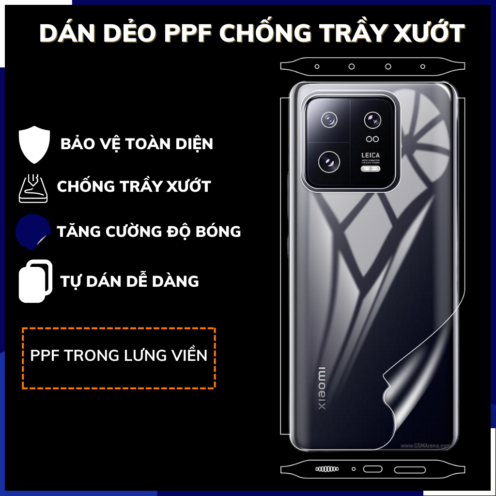 Dán dẻo PPF mi 13 pro trong suốt hoặc nhám chống bám vân tay bảo vệ điện thoại mua 1 tặng 1 huỳnh tân store