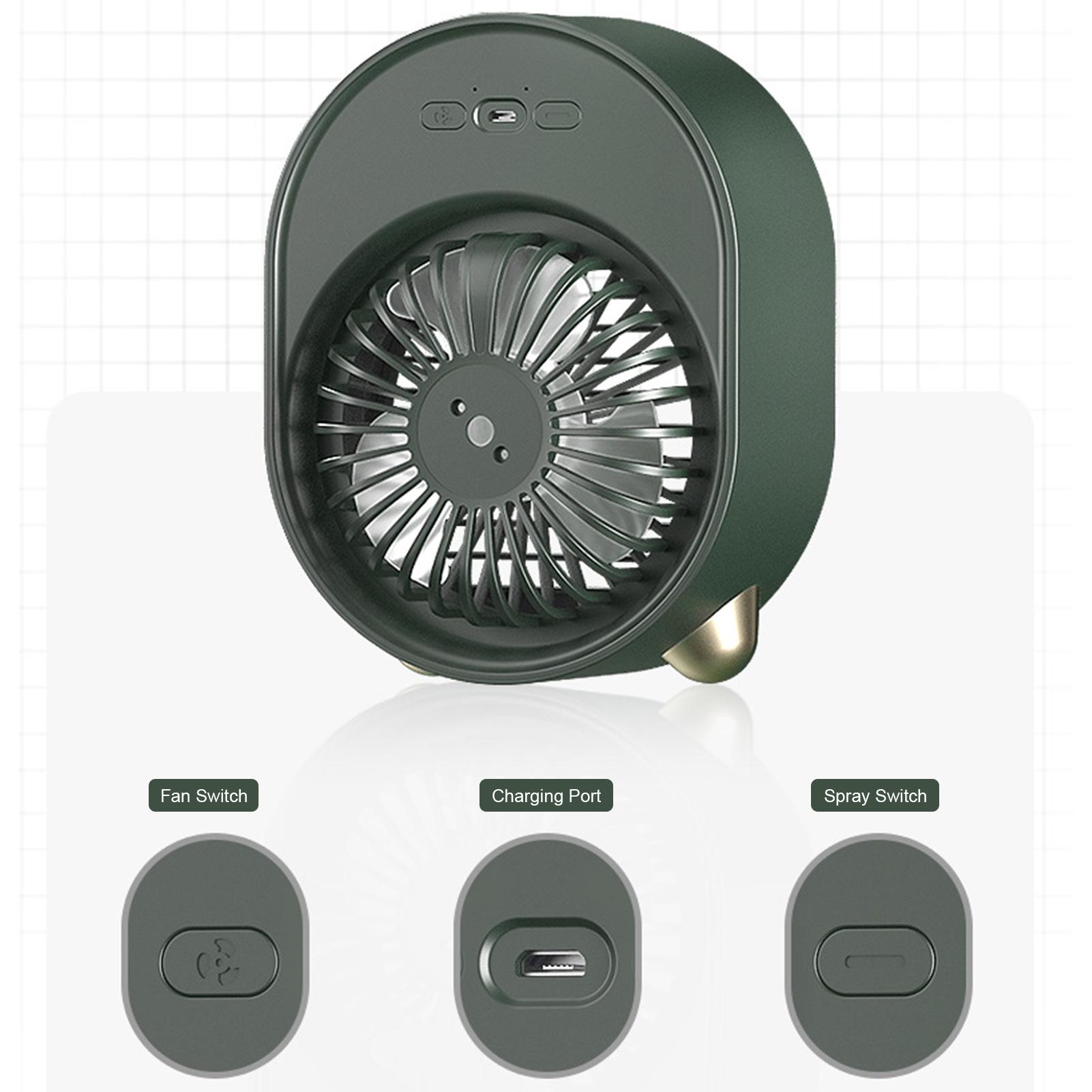 Máy làm mát phun sương 500ml có quạt điều hòan với 3 mức độ, cắm sạc USB