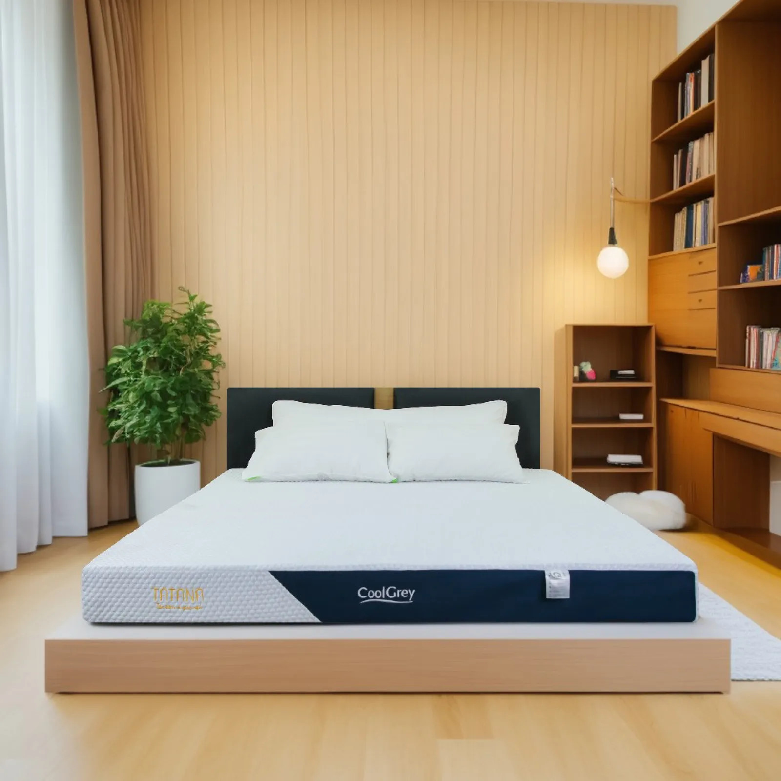 Nệm cao su thiên nhiên than hoạt tính Tatana Cool Grey,Kháng Khuẩn Khử Mùi, Êm Ái Nâng Đỡ Cột Sống