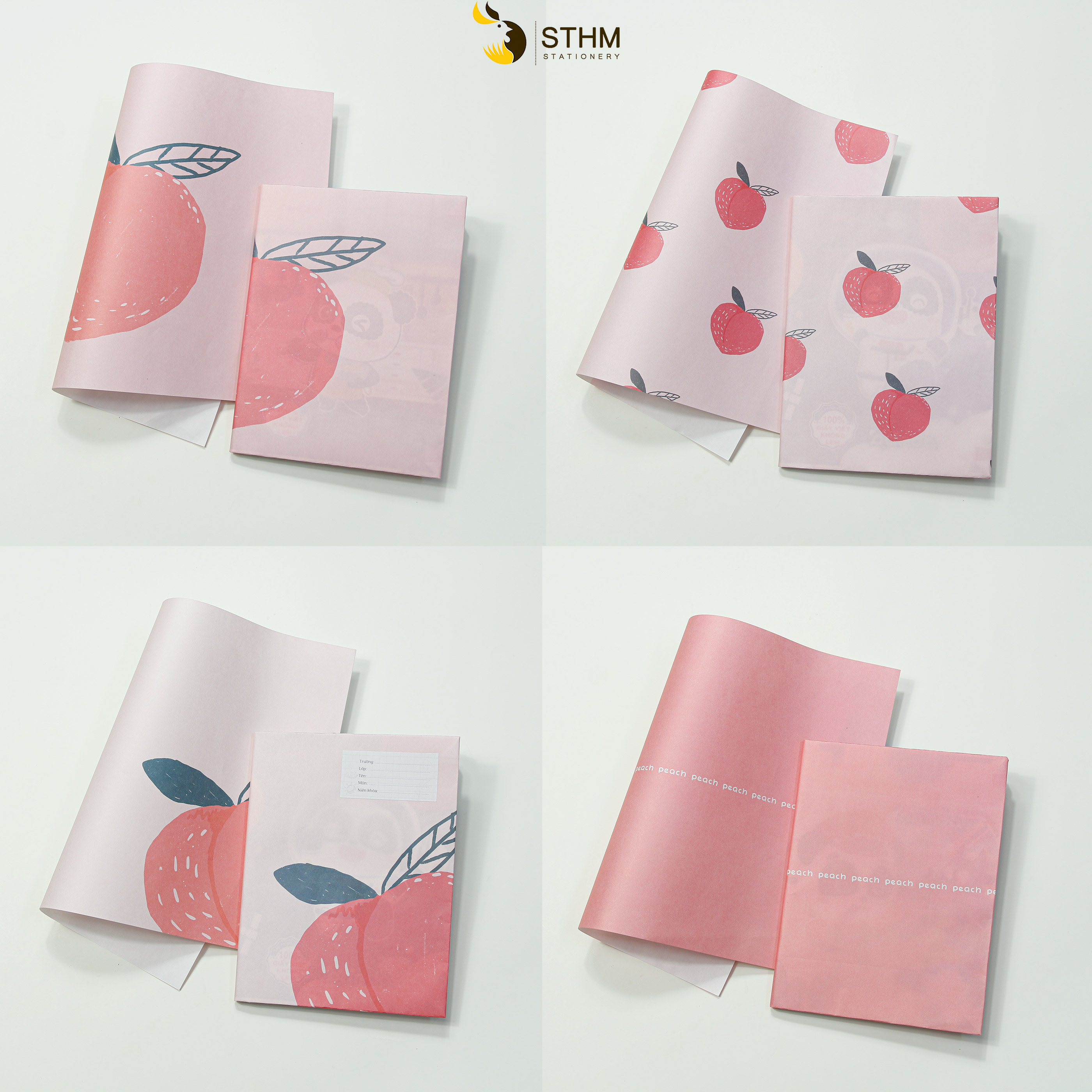 - Giấy bao tập A5 - Fruits - Tặng kèm 8 nhãn vở - Giấy kraft trắng 100gsm - Giấy dai, chống thấm nhẹ