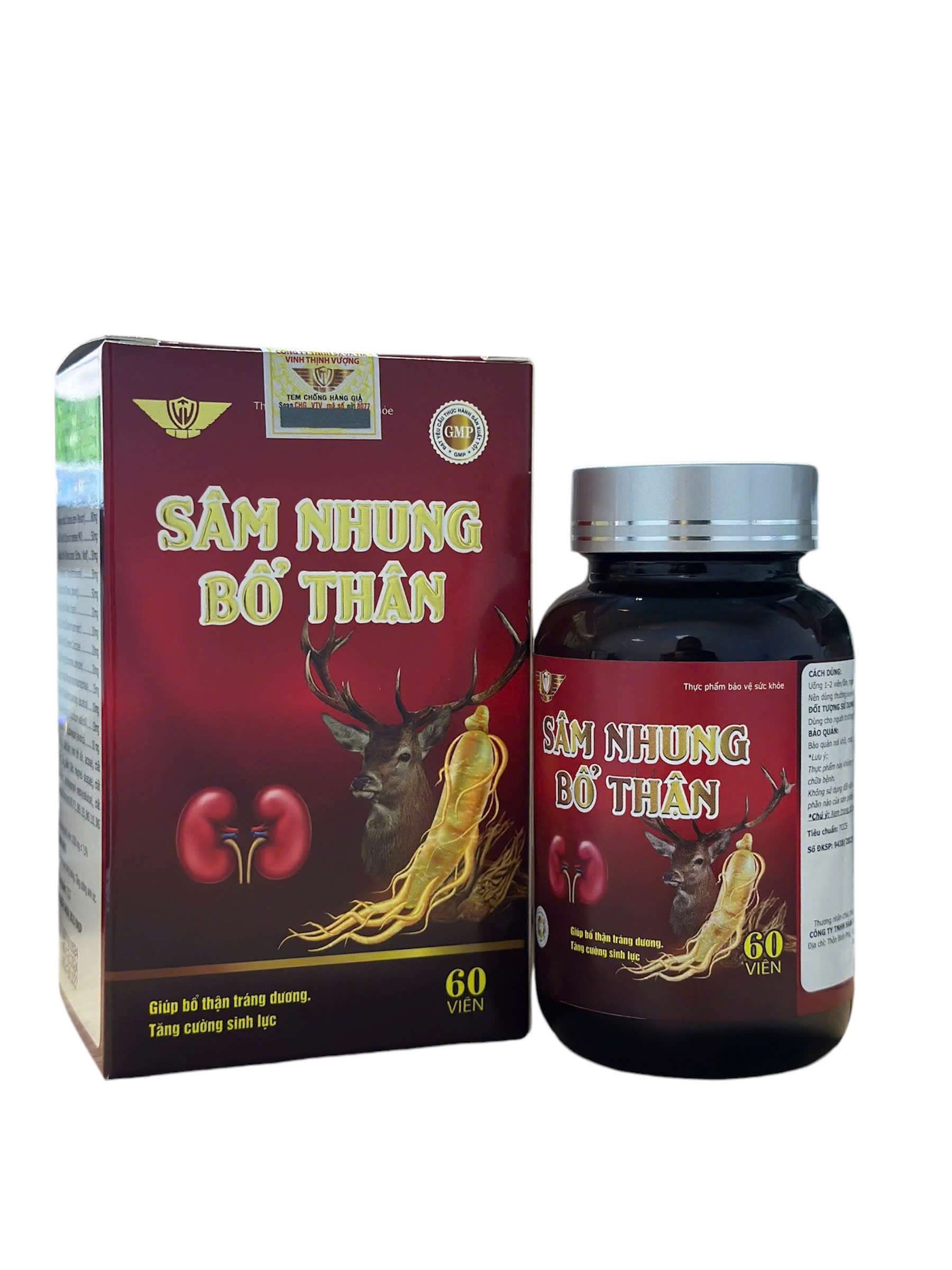 Sâm nhung bổ thận Kingphar, lọ 60 viên, tăng cường chức năng thận cho nam và nữ