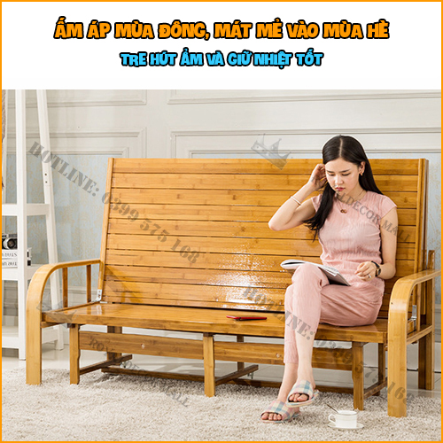 Giường Tre Thông Minh Đa Năng Cho Bà Đẻ, Giường Xếp Thành Ghế Sofa Tiện Lợi Chất Liệu Tự Nhiên, Bề Mặt Nhẵn Mịn, Không Lo Cái Nóng Của Mùa Hè - RoyalDecorHN