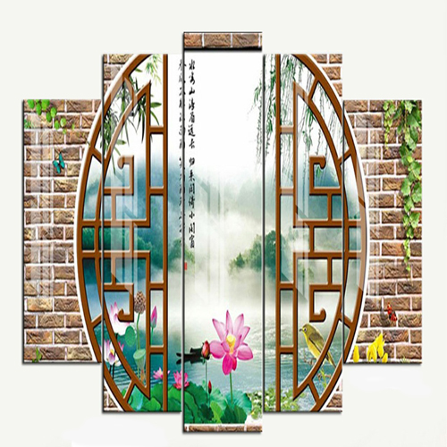 Bộ 5 - Tranh treo tường - Trang trí phòng khách/Cửa sổ 3D/Gỗ MDF Hàn Quốc/Chống ẩm mốc, mối mọt 12