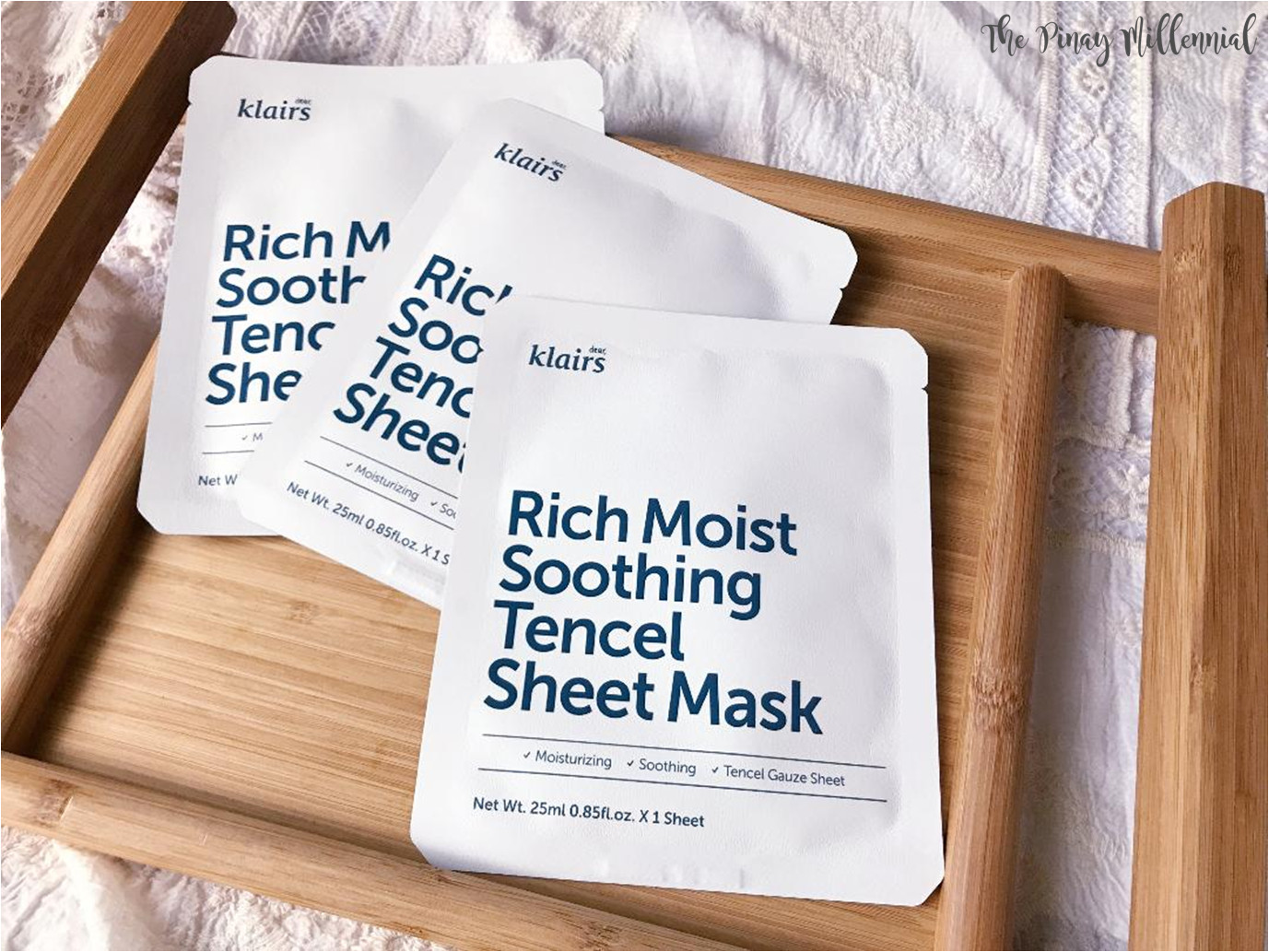 Combo 5 Mặt nạ dưỡng ẩm sâu, làm dịu dành cho da nhạy cảm, kích ứng Klairs Rich Moist Soothing Tencel Sheet Mask 25ml x5