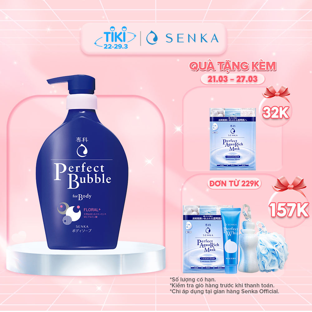 Sữa tắm dưỡng ẩm hương hoa tươi mát Senka Perfect Bubble for Body Floral Plus 500ml