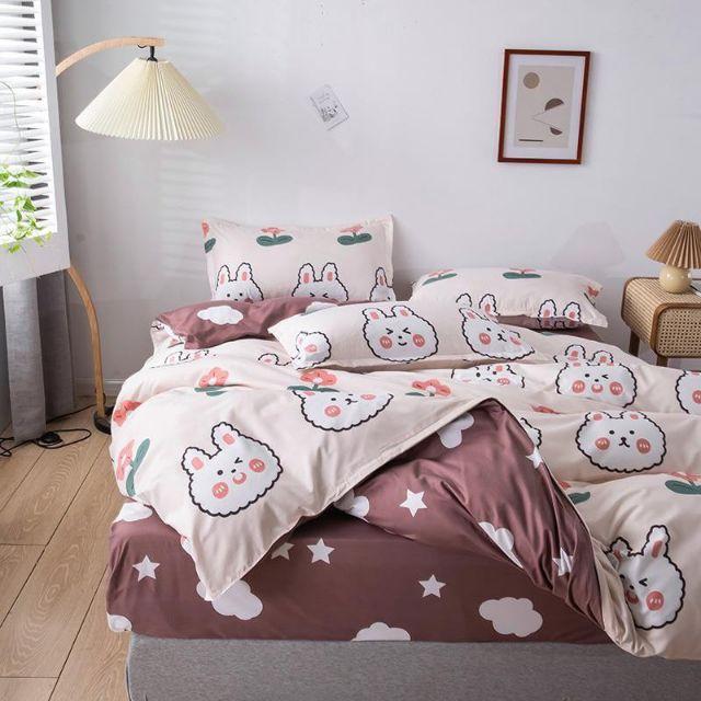 Bộ cotton poly Thỏ Béo Ga Nâu