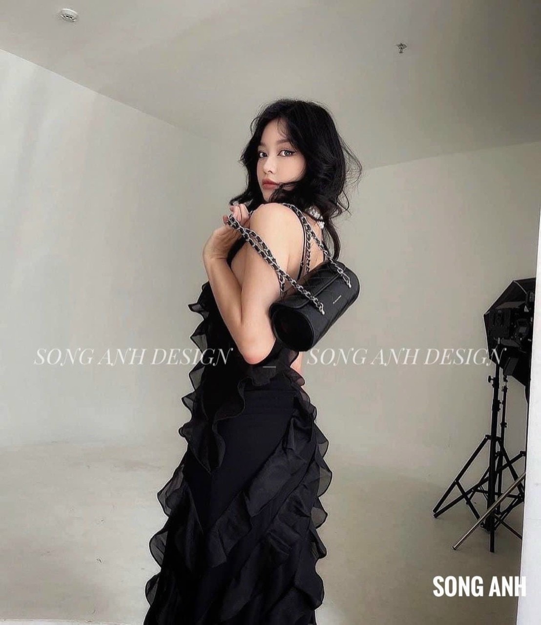 Đầm 2 dây tầng phối voan