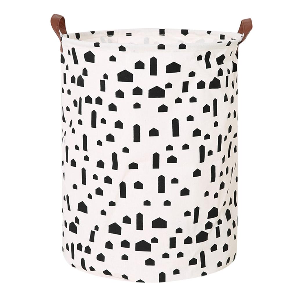 Kid Toys Clothes Storage Bin Basket Leather Handle Small House + Cactus