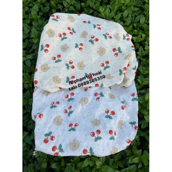 vải xô muslin cao cấp gấu chery đỏ may quần áo và khăn tắm cho bé sơ sinh