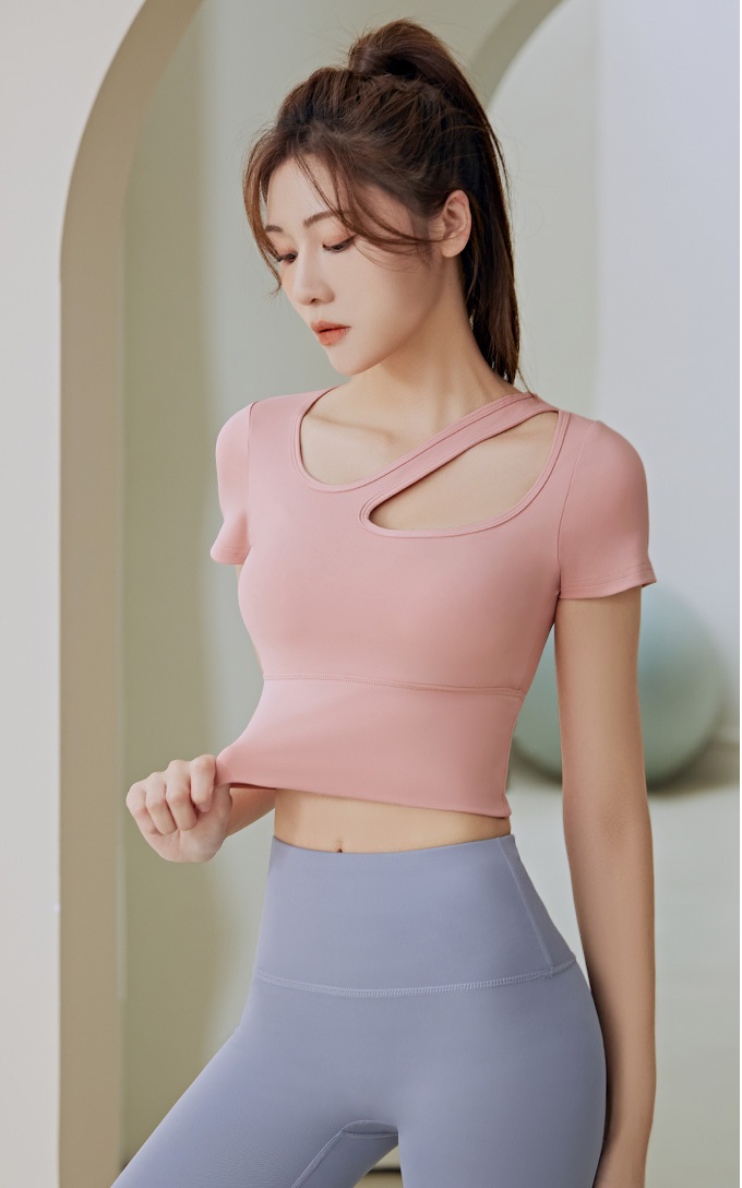 Bộ quần áo tập gym, yoga, aerobic Linda, Đồ tập gym 2 món, áo croptop ngắn tay có mút đệm và quần dài ôm body, tôn dáng