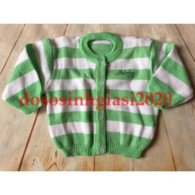 Áo khoác len cúc giữa sọc cho bé sơ sinh đến 9kg