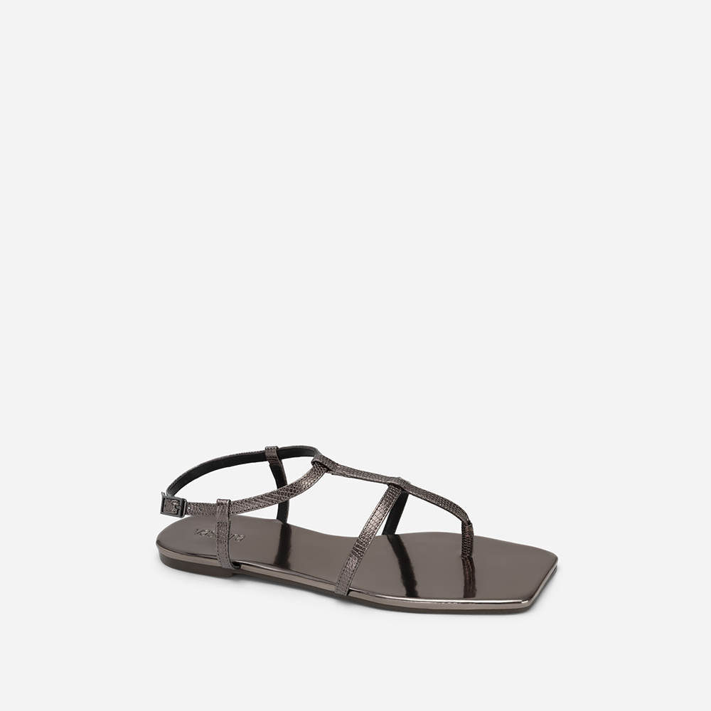 Vascara Giày Sandal Metallic Quai Kẹp Phối Vân Kỳ Đà - SDK 0332