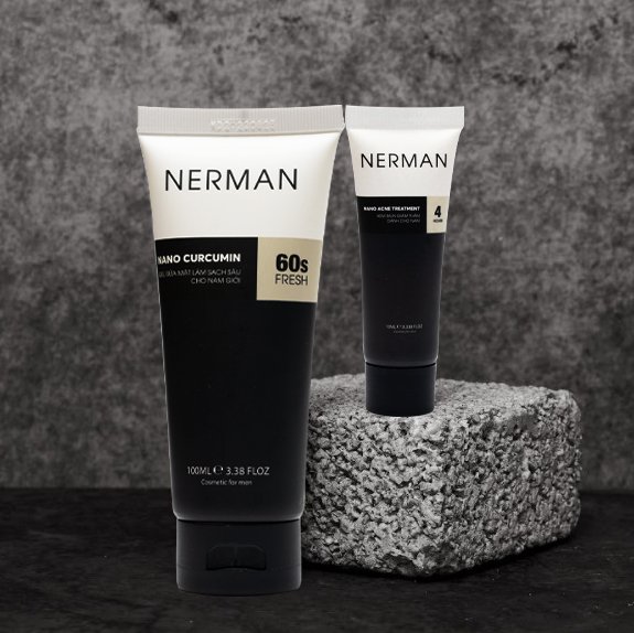 Combo ngừa mụn Nerman Anti-Acne giành cho nam giới làm sạch sâu ngăn ngừa mụn chống viêm kháng khuẩn