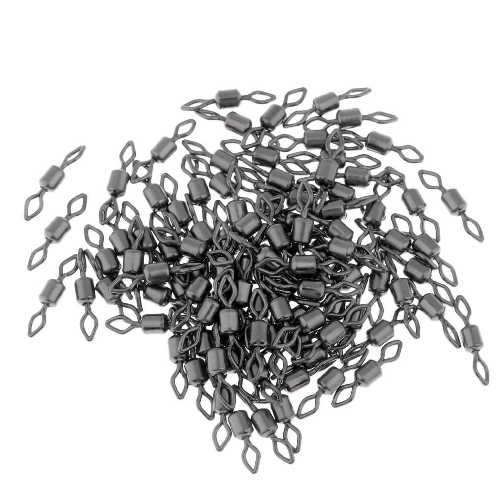 100pcs Fishing Barrel Bearing Rolling Swivel Solid Ring Connector Tackle