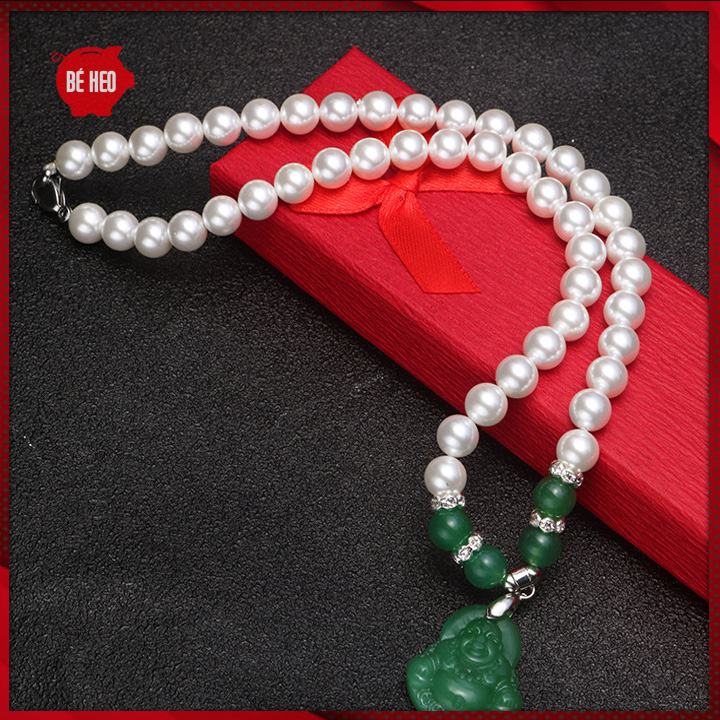 Tặng hộp - Dây chuyền ngọc phật Di Lặc Trang sức Bé Heo BHDC292