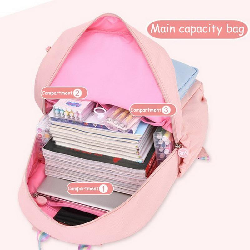 Thời Trang Hàn Quốc Rainbow Dây Đeo Vai Học Cho Thiếu Niên Cô Gái Trẻ Em Chống Nước Ba Lô Trẻ Em Schoolbags 2021