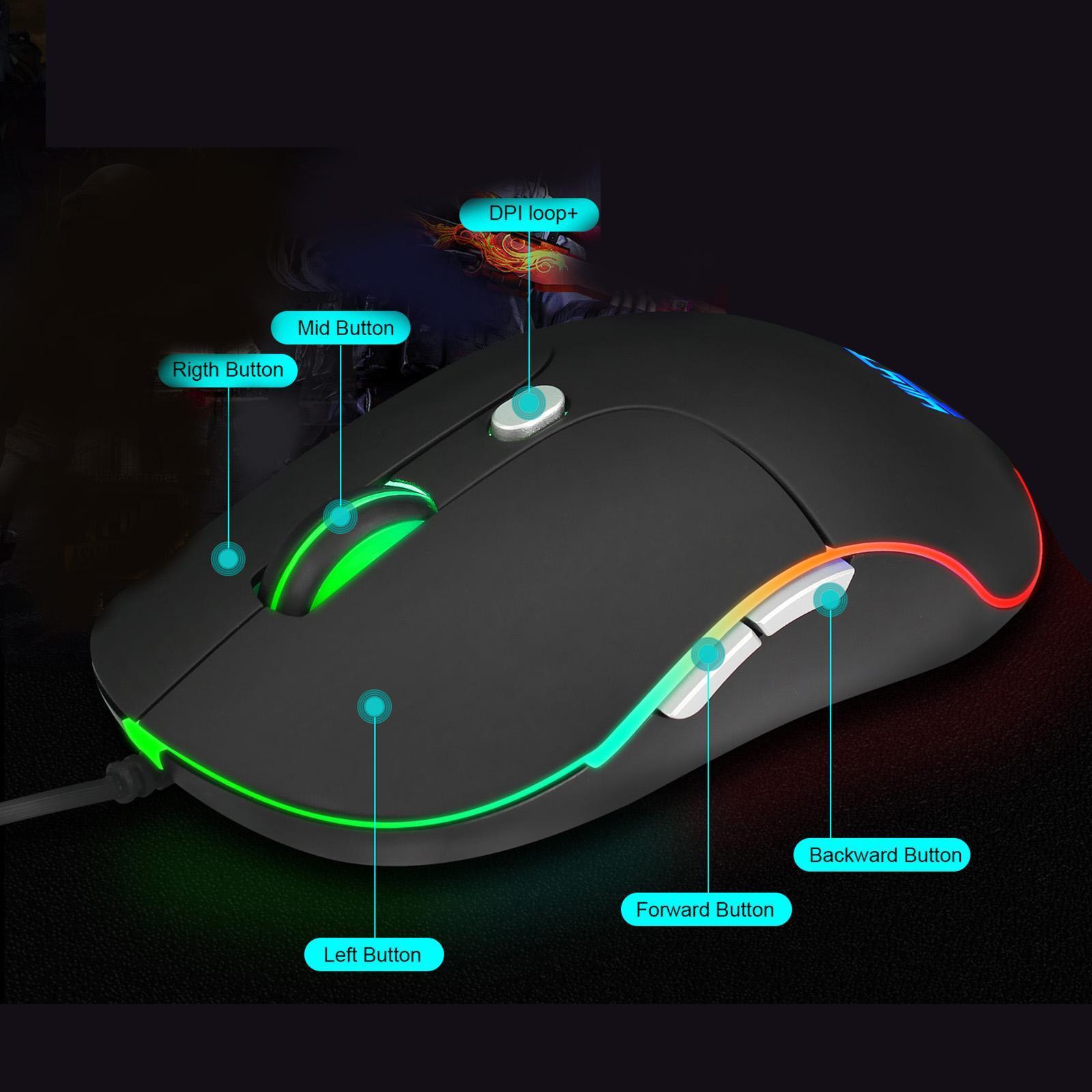 RGB   Gaming Mouse Adjustable Gamer Mice  with Side Buttons