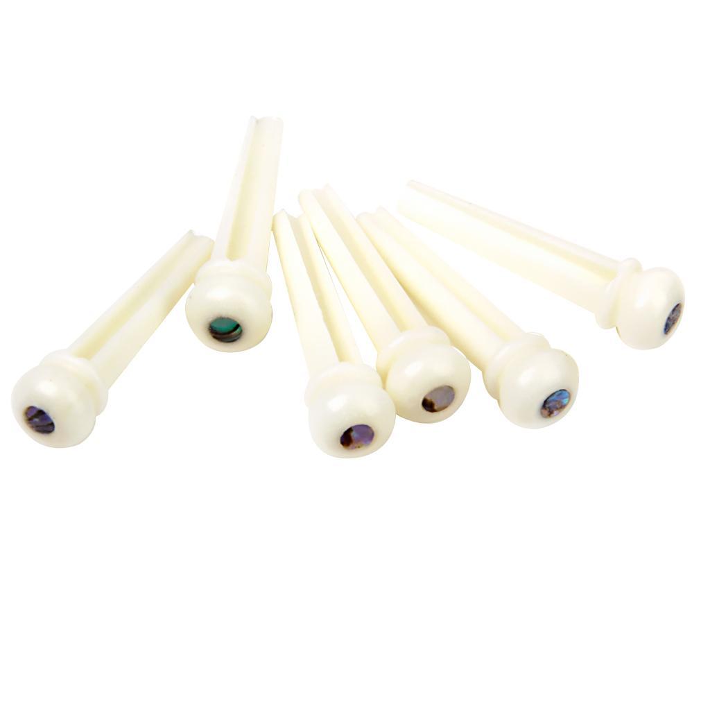 6 Pieces Acoustic Guitar Bone Bridge Pins with Saddle Nut for Guitar Parts