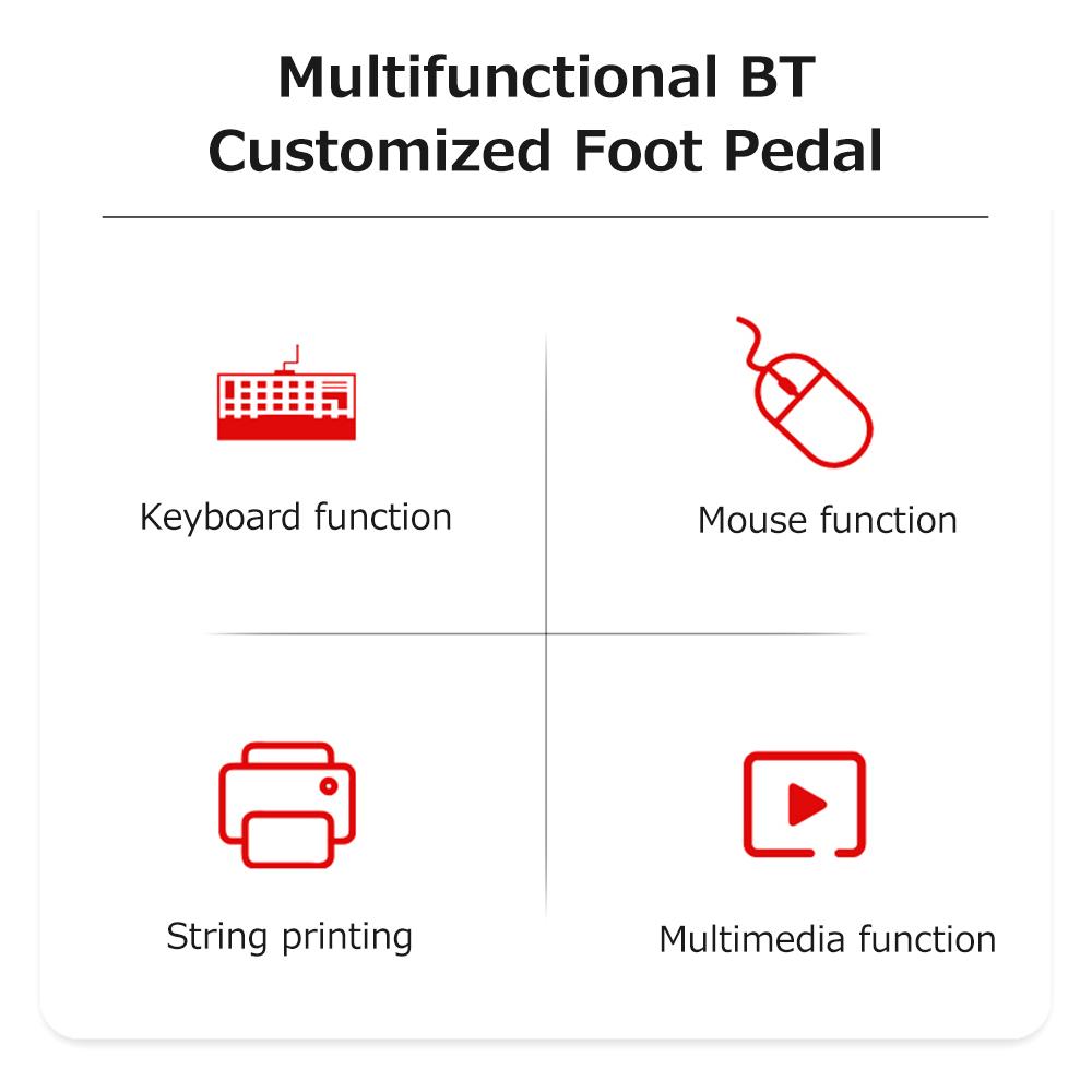 Multi-use Foot Pedal Wireless BT Foot Switch Support BT/USB Wired Connection Stable Transmission Wide Compatibility