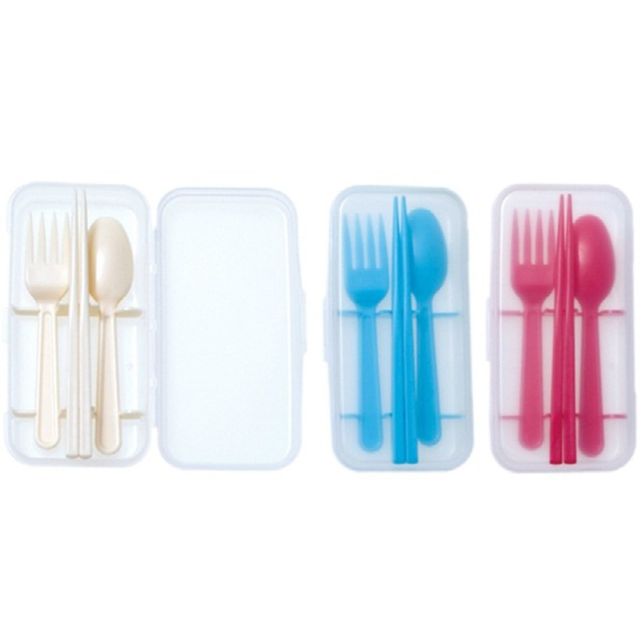 Bộ 2 set đũa thìa dĩa ngộ nghĩng kèm hộp Yamada - Hàng Nội Địa Nhật