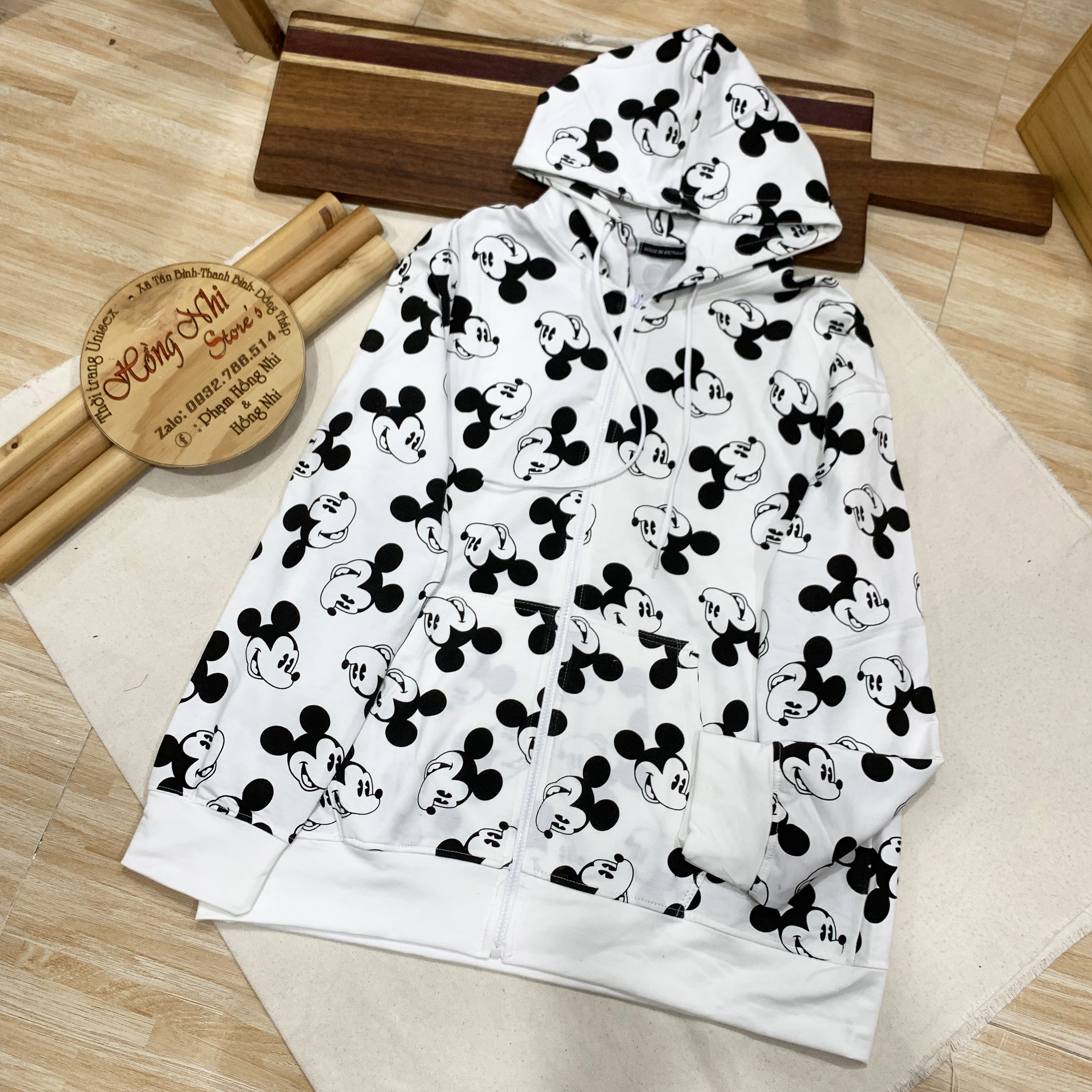 Áo Khoác Hoodie Zip 3D Oversize Ulzzang Unisex Hình Mickey Dáng Rộng - MM
