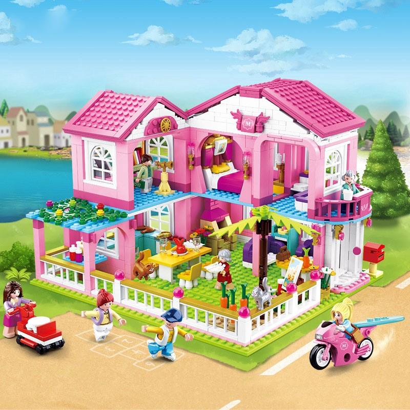 (sẵn) Đồ chơi xếp hình lắp ráp Đồ chơi lego bé gái lego friends mô hình biệt thự gia đình 896 mảnh 6 người  B0721