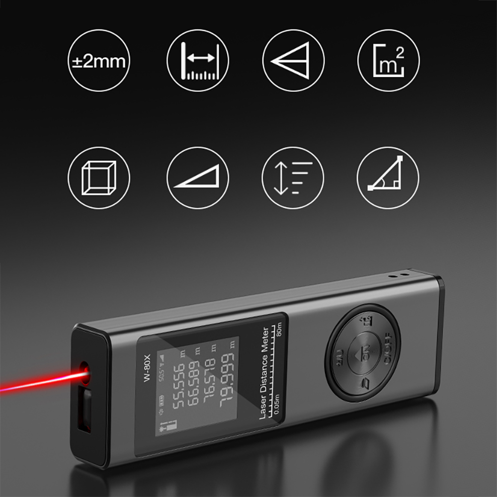 Thước đo laser mini 9TIME nhỏ gọn đút túi quần, laze đo khoảng cách pin sạc usb vỏ kim loại