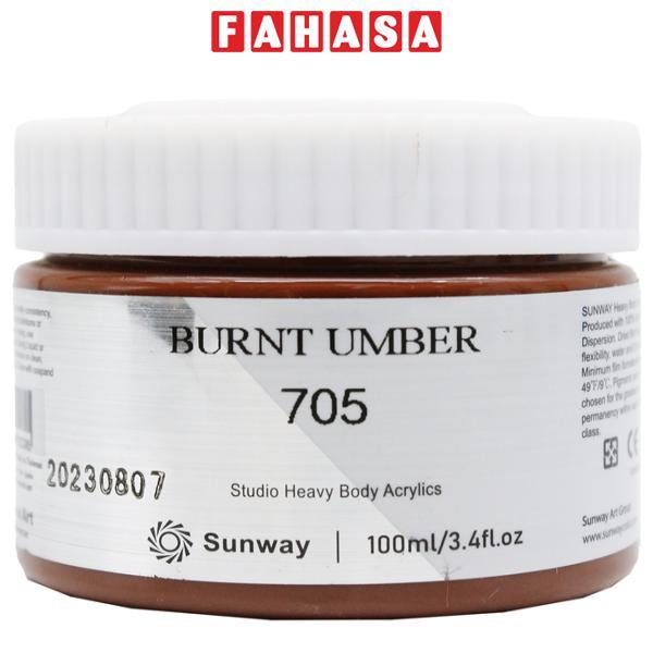 Tuýp Màu Vẽ Acrylic 100 ml - Sunway No.705 - Burnt Umber