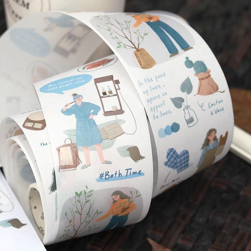 Một chu kì washi tape chủ đề cuộc sống thiếu nữ dễ thương dùng để trang trí 35cm