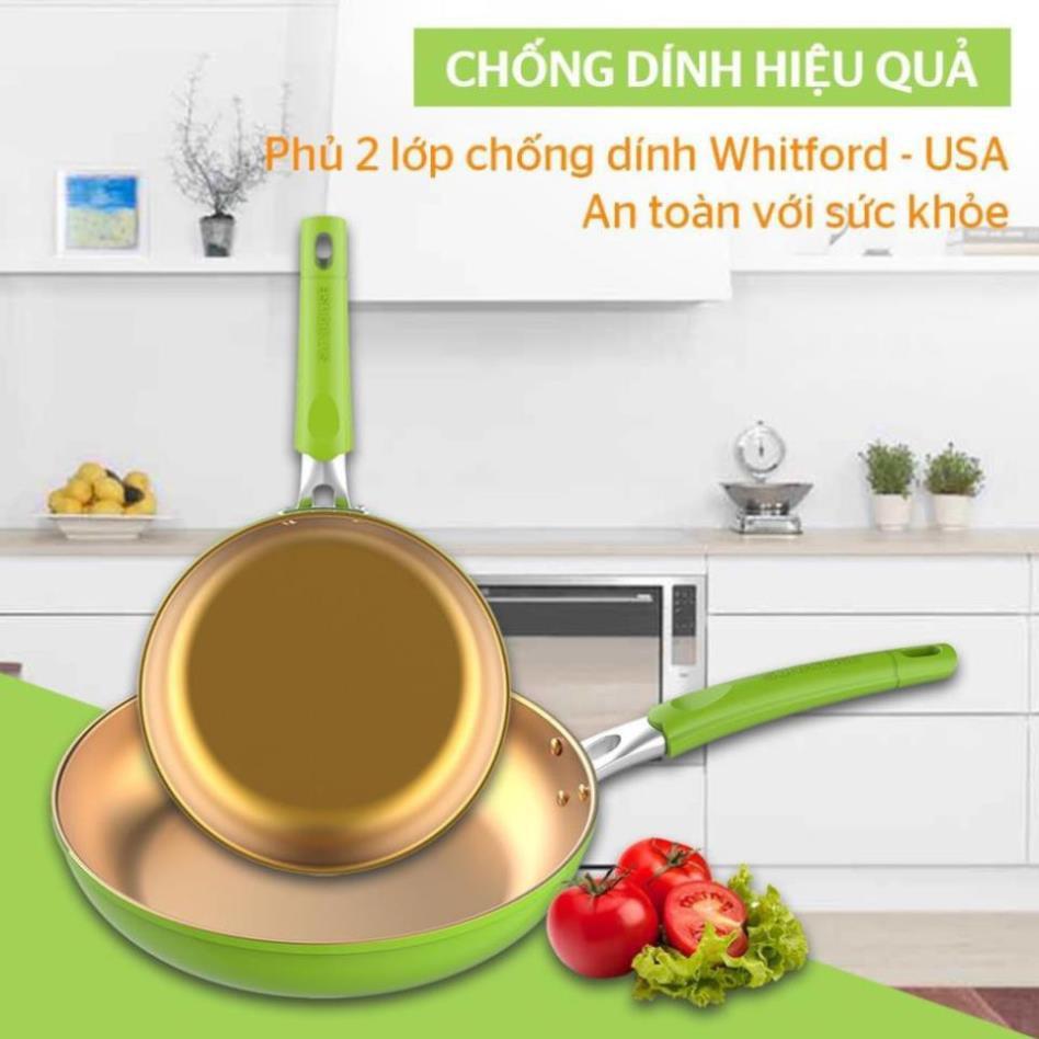 Cặp Chảo Chống Dính Đáy Từ Sunhouse SHG112026MGC - Xanh