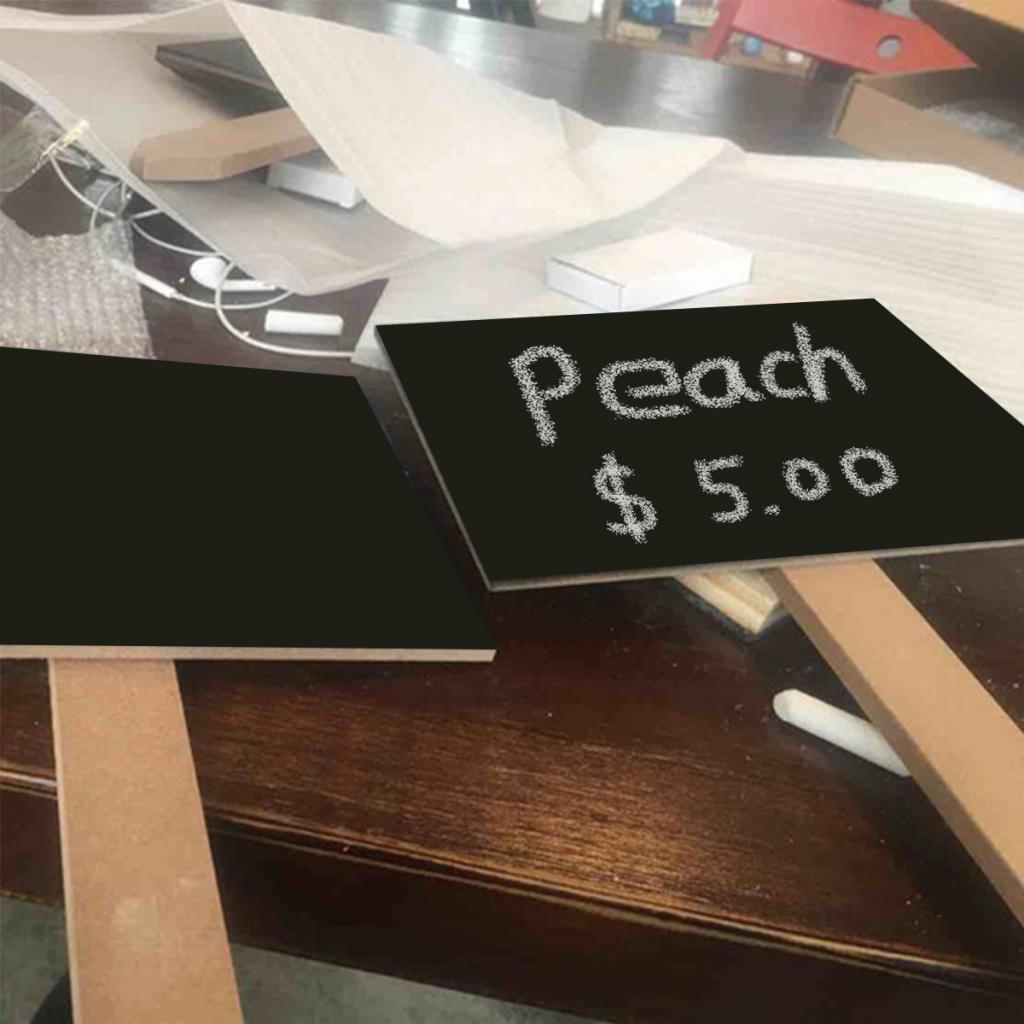 4Pcs Small MDF Blackboard Chalkboard with Stick Price Tags Message Board