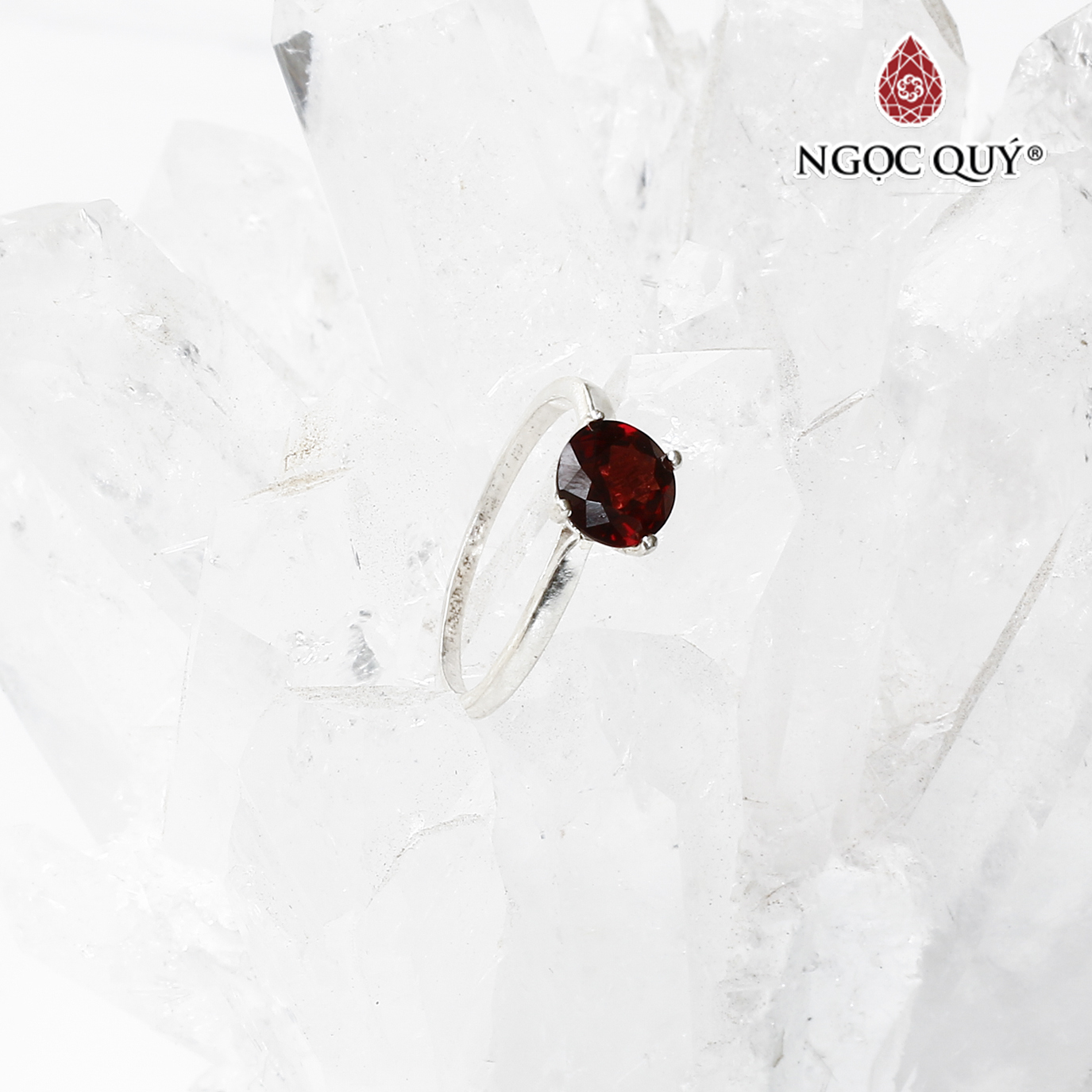 Nhẫn bạc đá Garnet mệnh hỏa, thổ - Ngọc Quý Gemstones