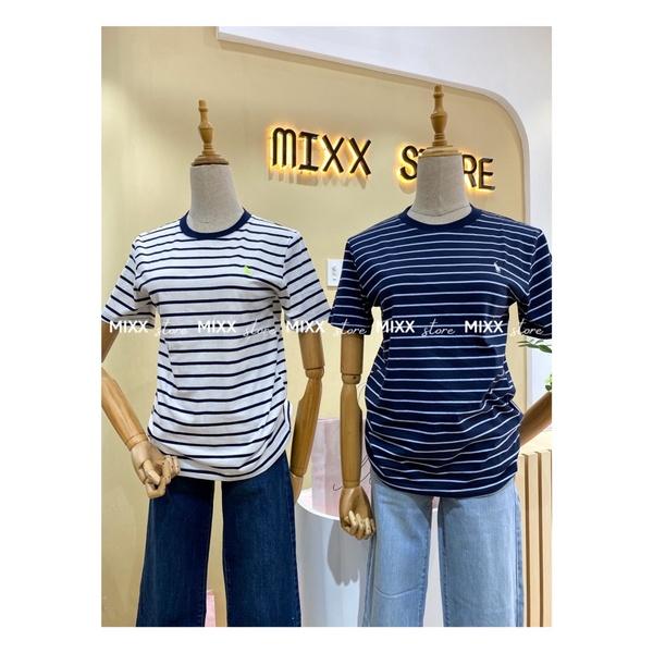 Áo Thun Nữ Sọc POLO Thêu logo chất cotton xịn mịn phom suông vừa