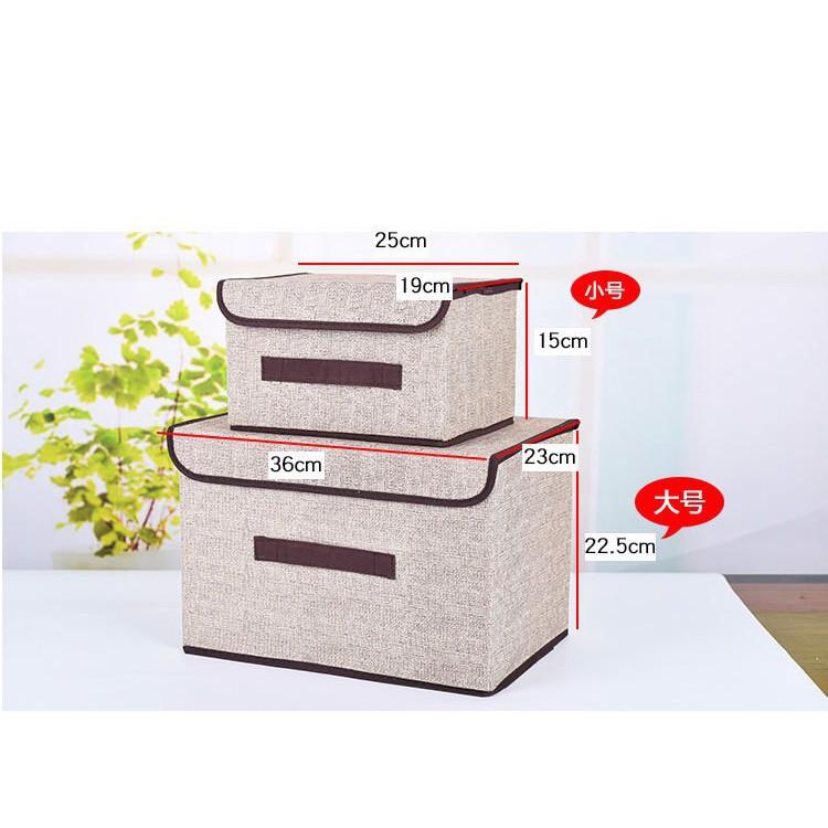 Combo 2 Hộp Đựng Đồ - Thùng Đựng Quần Áo Chăn Mềm Đồ Chơi Đa Năng Bằng Vải Có Nắp Đậy.